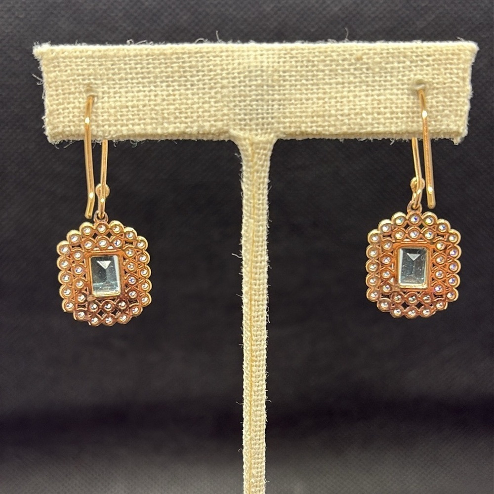 Art Deco Blue Topaz, Australian crystal, rose gold vermeil over sterling silver - Picture 4 of 5
